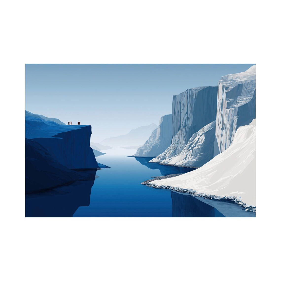 Nordic Fjord - Minimalist Blue Landscape Print