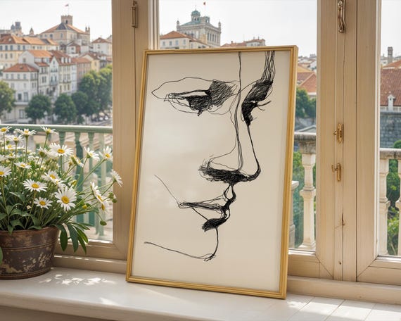 Minimalist Continuous Line Face, Abstract Portrait