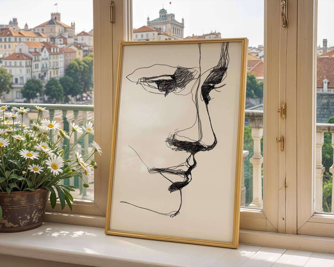 Minimalist Continuous Line Face, Abstract Portrait