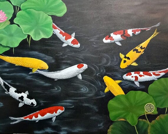 9 Koi Fish Painting With Charming Shape