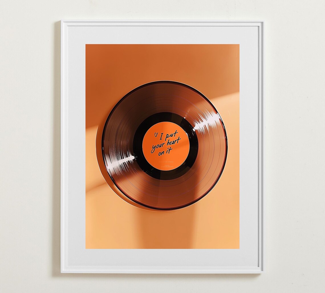 Orange Vinyl Record Art Print, Retro Maximalist
