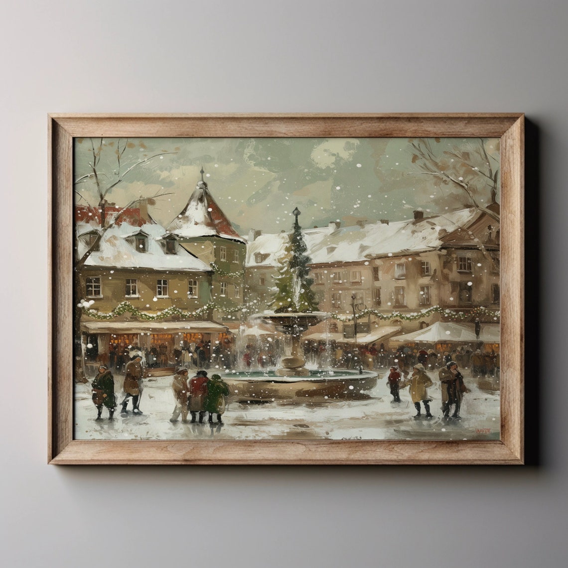Christmas Town Square Holiday Art Print