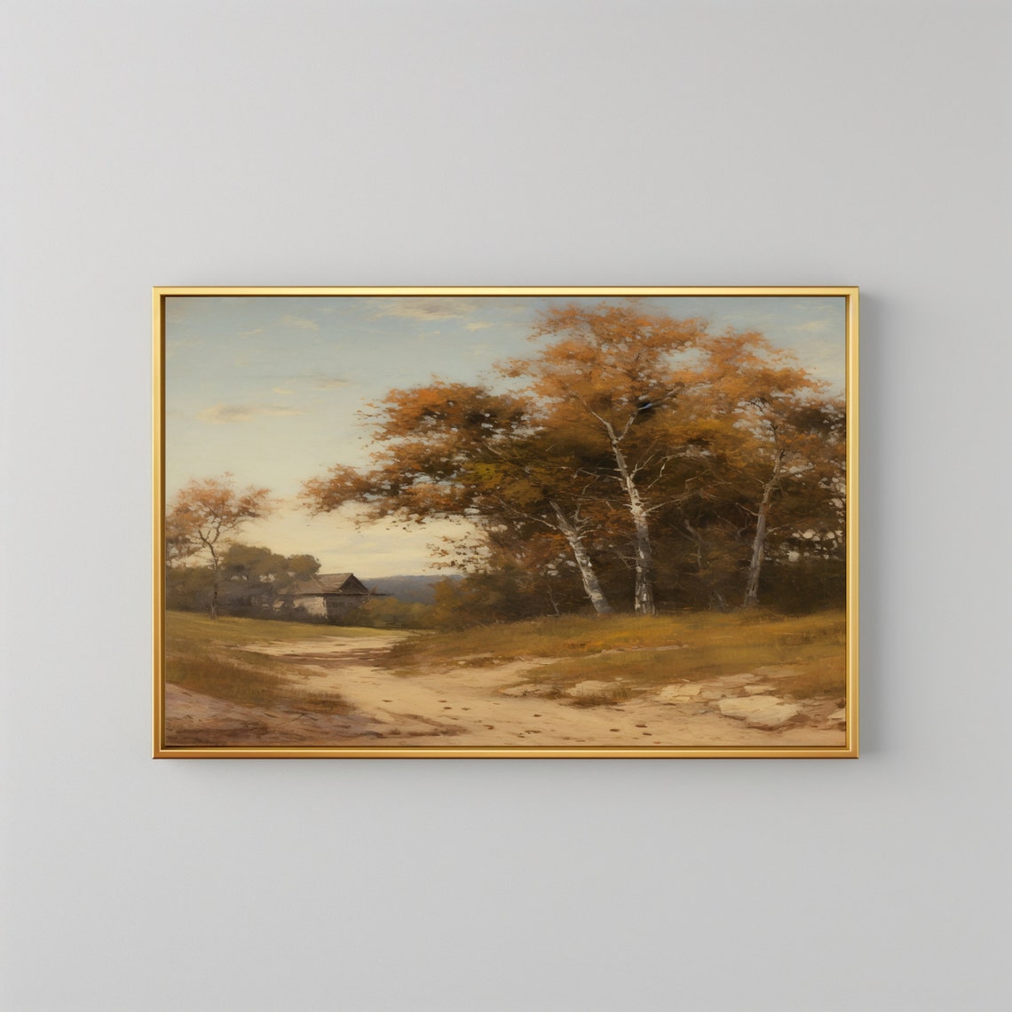 Farmhouse Painting House In Field Art Print Country House In Tree Landscape French Country Landscape Wall Art Farmhouse Print - Image 2