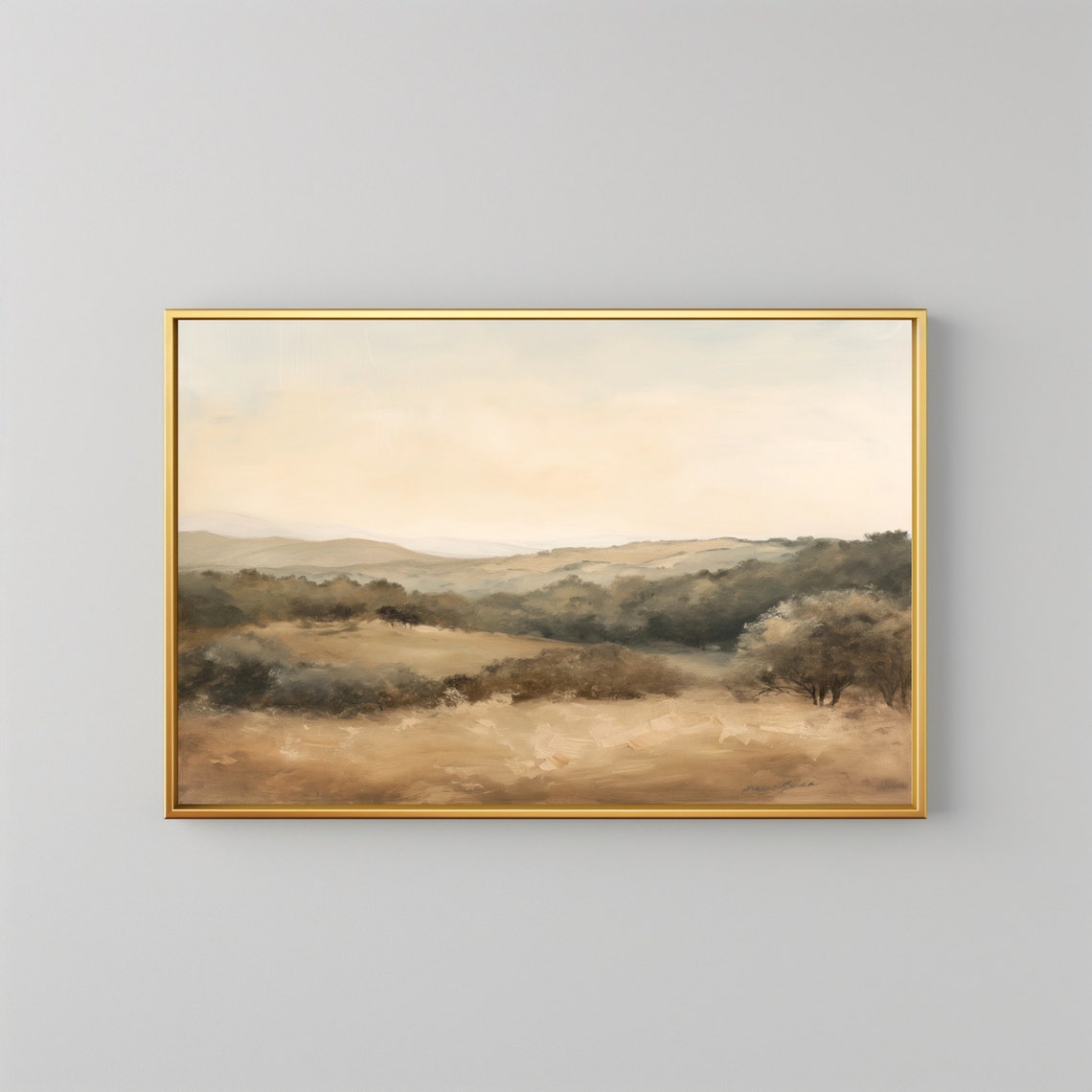 Vintage Neutral Countryside Landscape Rustic Rolling Hills Wall Poster - Image 2