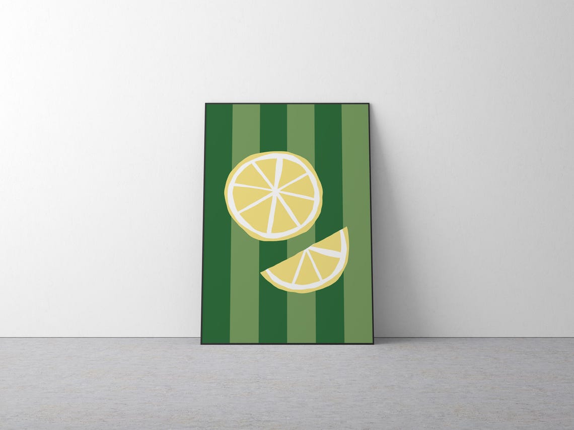 Lemon Trendy Kitchen Poster, Retro Citrus Art - Image 2