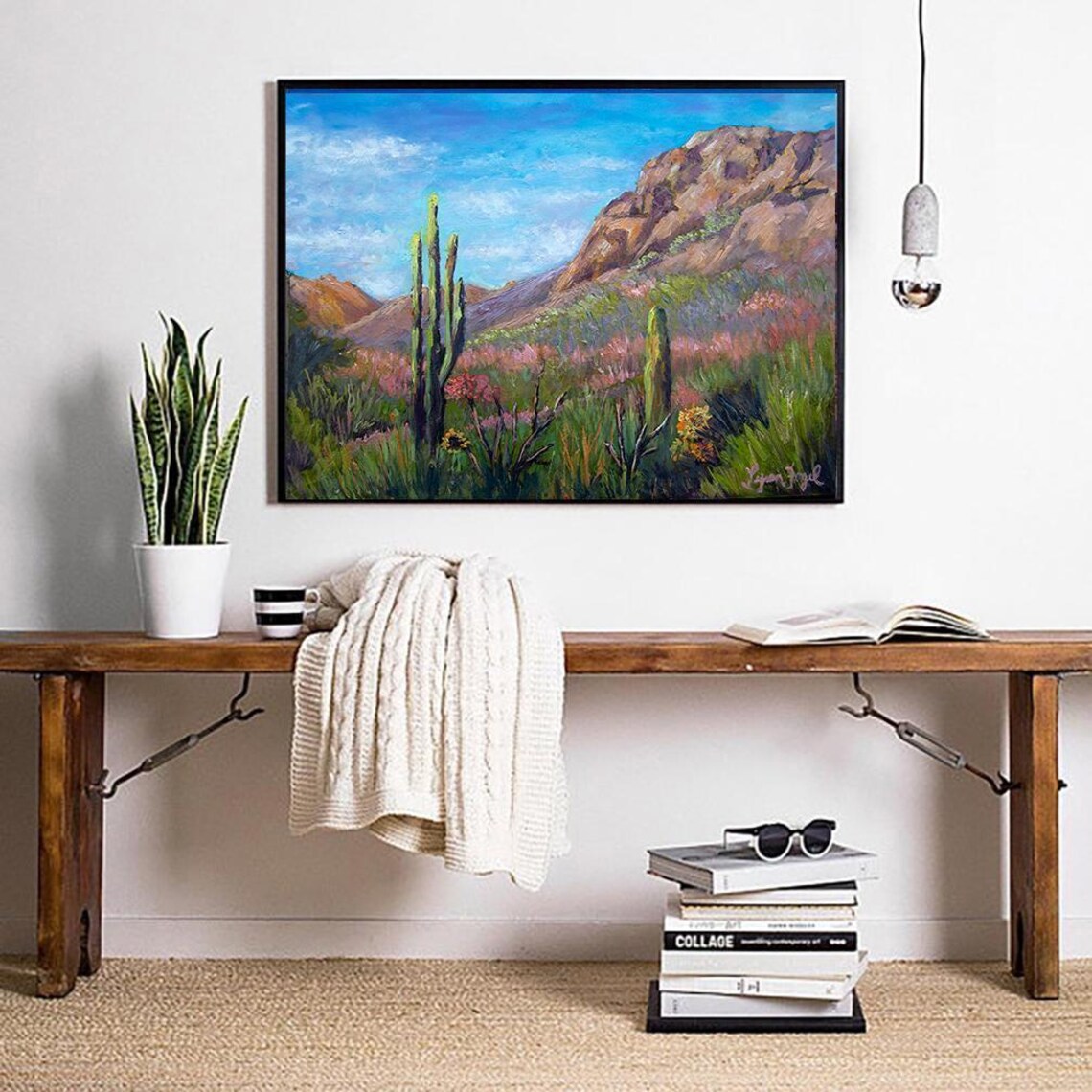 Sonoran Desert Saguaro Cactus Landscape Art Print - Image 4