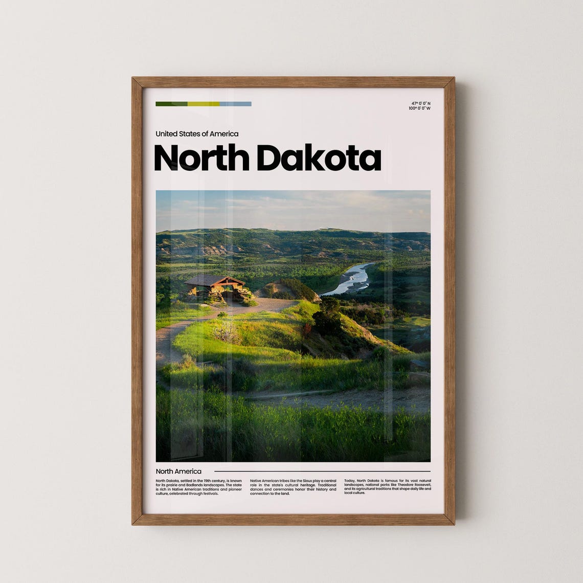 North Dakota Travel Poster North Dakota Poster North Dakota Photo Poster North Dakota Art Print Usa Poster Travel Gift