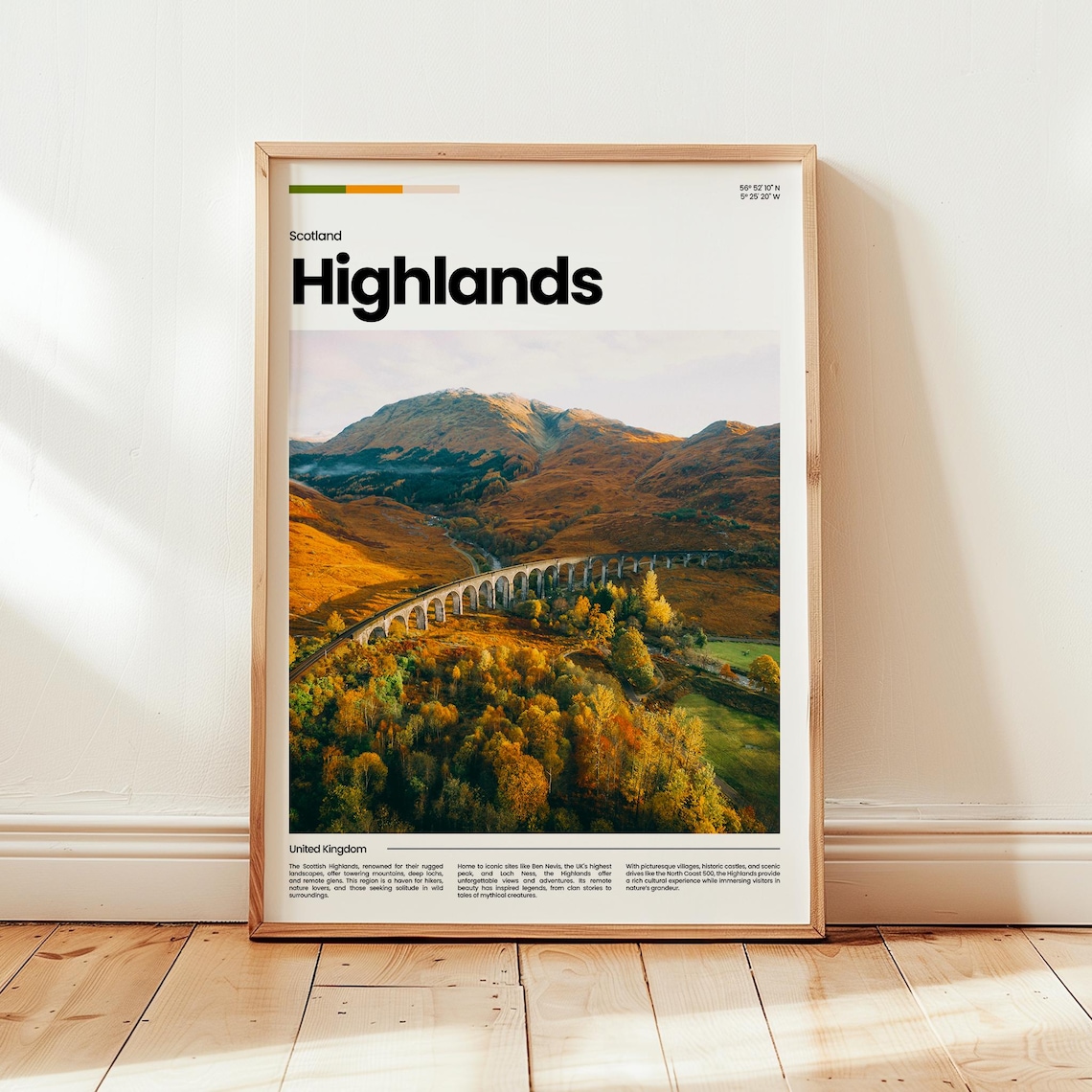 Scottish Highlands Viaduct Autumn Mountain Landscape Travel Poster