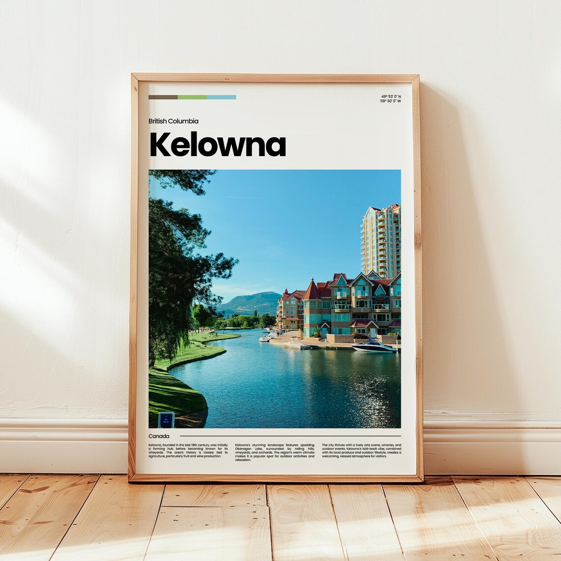 Kelowna Poster Print Photo Wall Art Canada Travel Gift