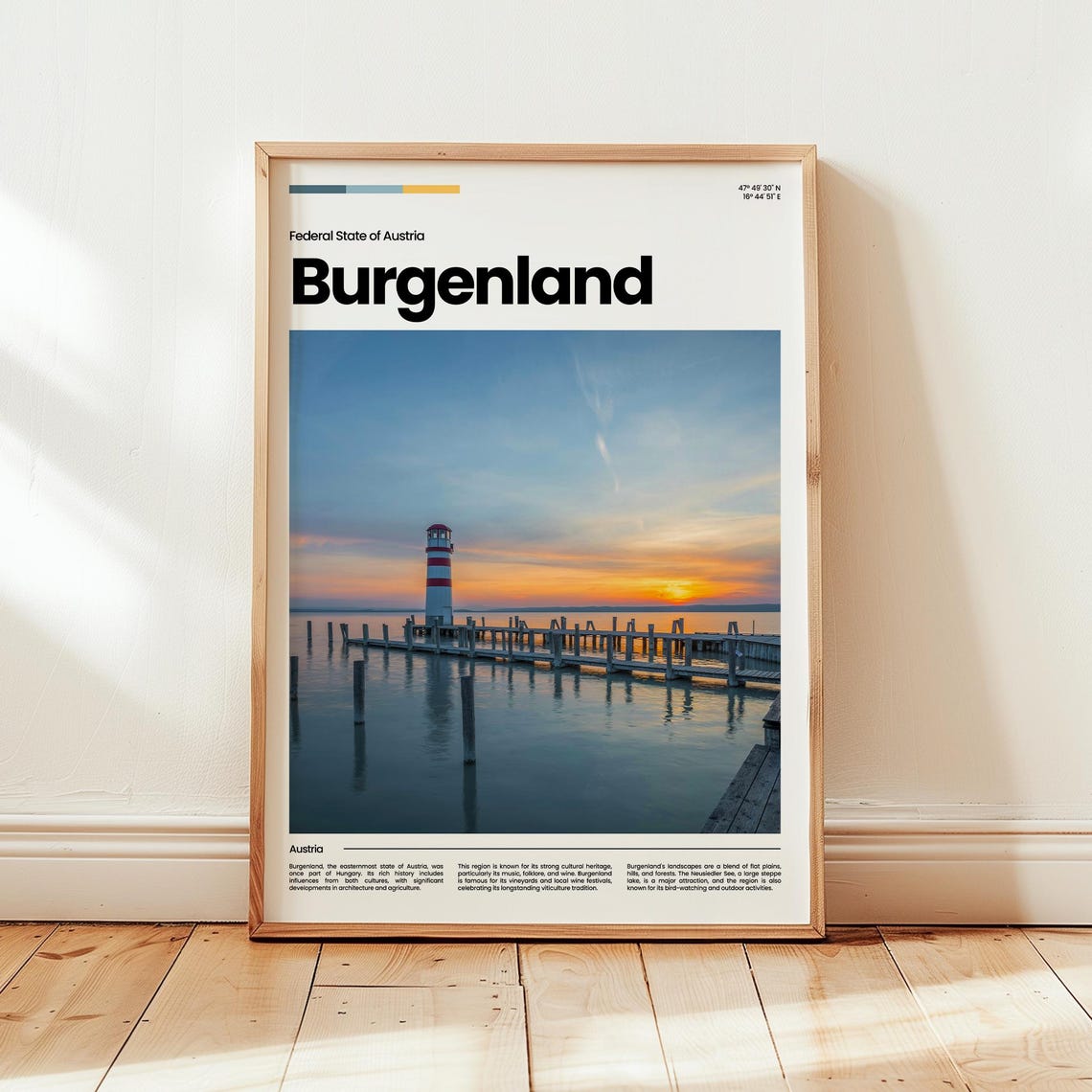 Burgenland Lake Neusiedl Lighthouse Sunset Austria Travel Poster