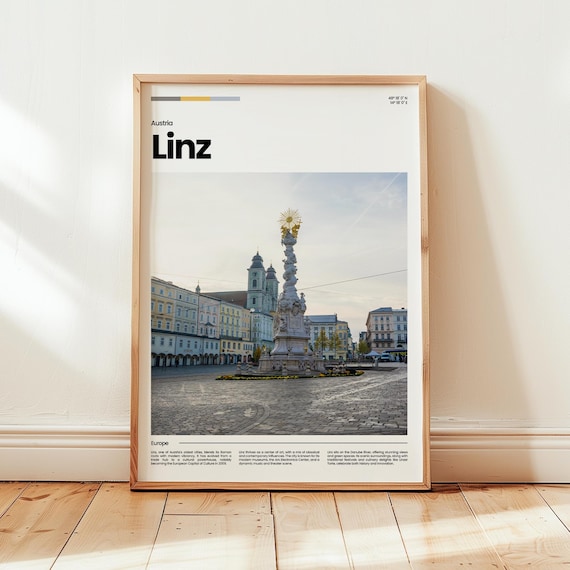 Linz Hauptplatz Trinity Column Old Town Austria Travel Poster