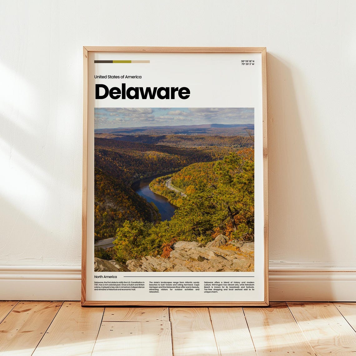 Delaware USA Autumn River Bend Forest Valley Photo Travel Poster
