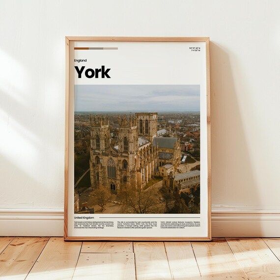 York Minster Aerial Photo England United Kingdom Travel Poster