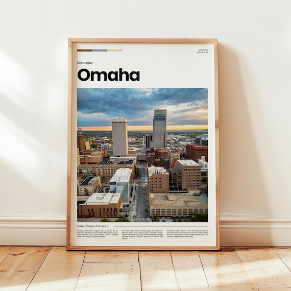 Omaha Nebraska Downtown Dusk Skyline Photo Travel Art Poster