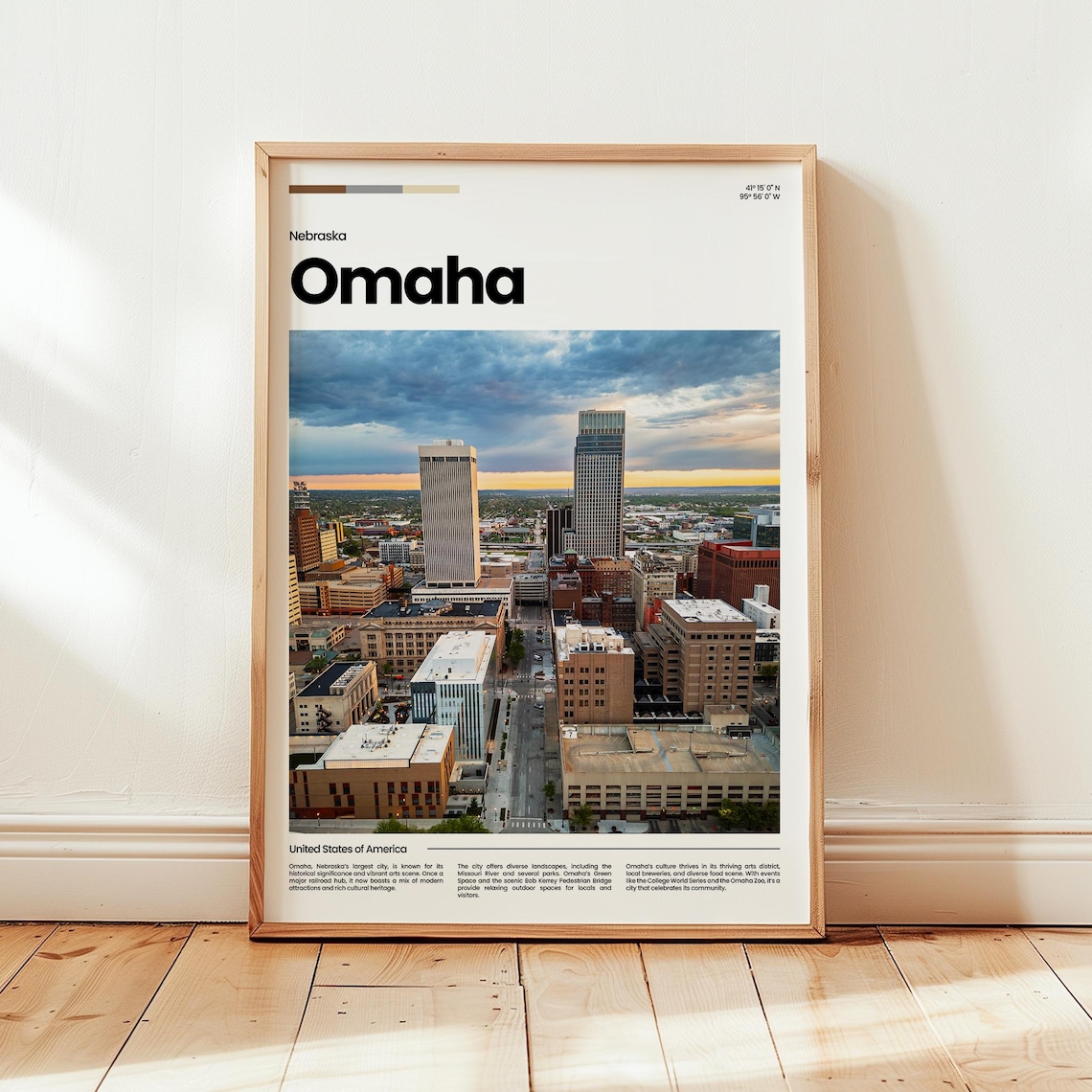 Omaha Nebraska Downtown Dusk Skyline Photo Travel Art Poster