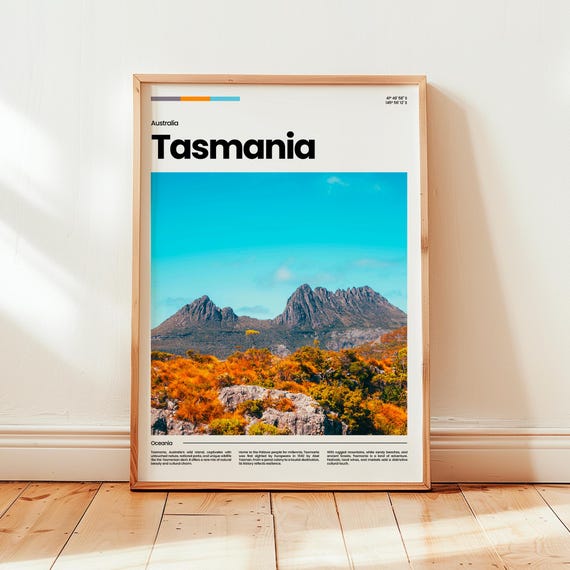 Tasmania Travel Poster, Oceania Gift