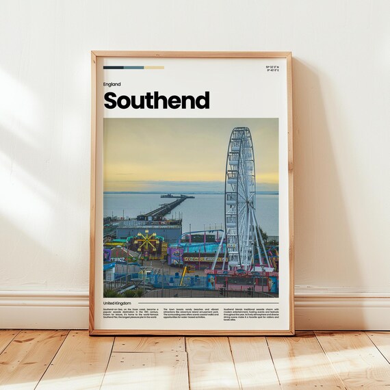 Southend England Pier Ferris Wheel Seaside Rides Photo Travel Poster