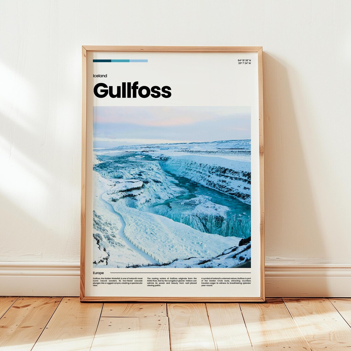 Gullfoss Poster Print Photo Wall Art Iceland Travel Gift