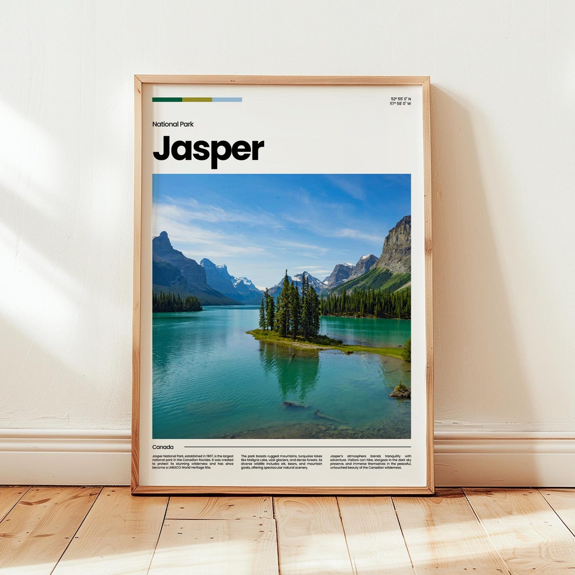 Jasper National Park Canada Turquoise Lake Pine Island Scenic Poster