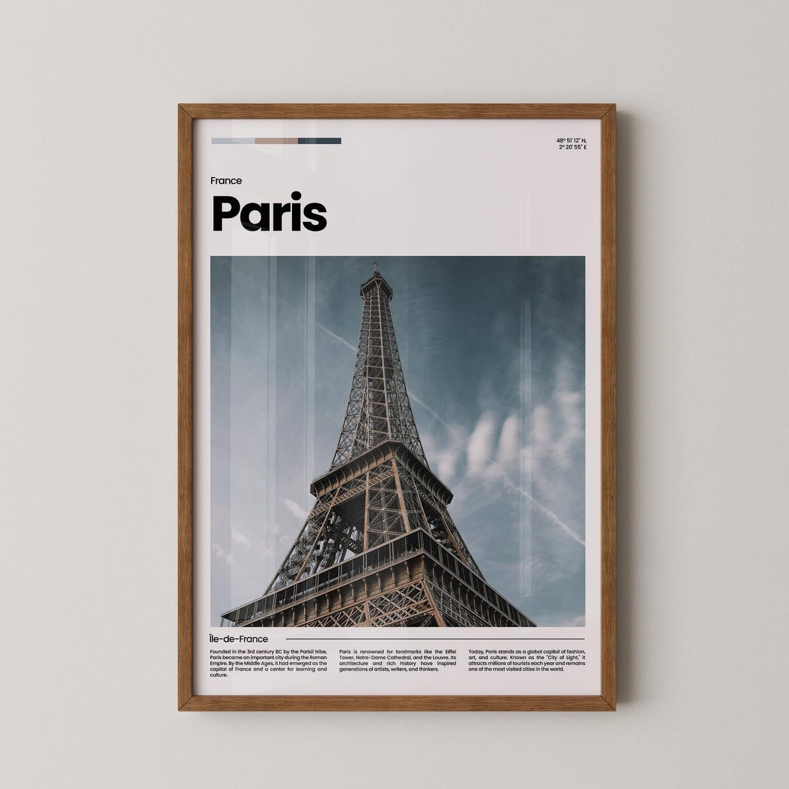 Paris France Eiffel Tower Classic Iconic Landmark Travel Poster