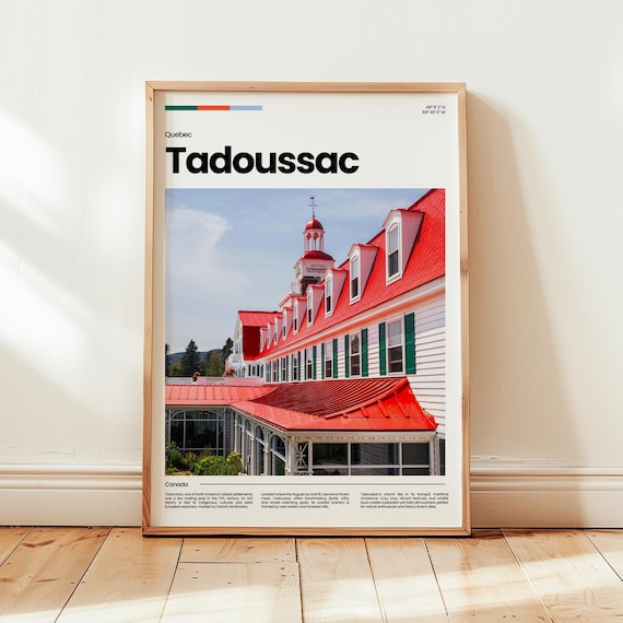 Tadoussac Quebec Historic Red Roof Hotel Canada Travel Poster