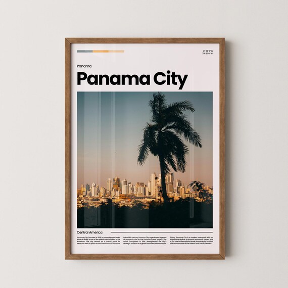 Panama City Central America Skyline Sunset Landscape Photo Poster