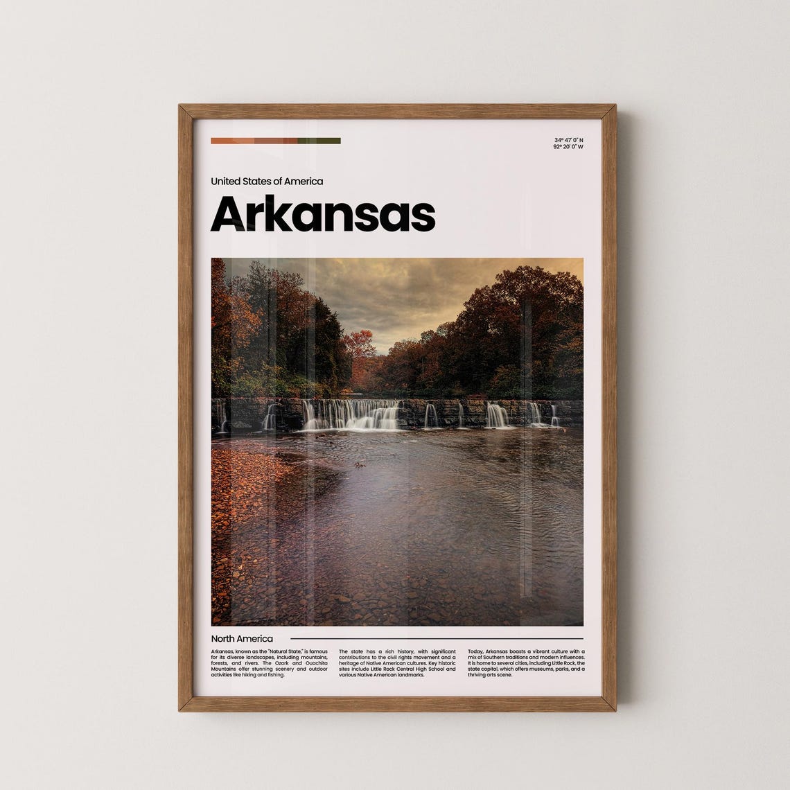 Arkansas Waterfall Forest Creek Autumn Rocks Scenic Nature Poster