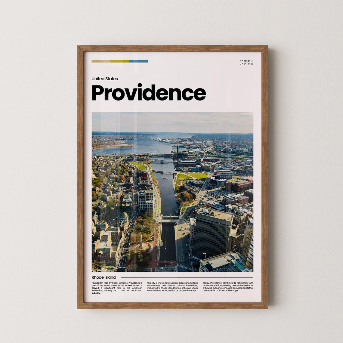 Providence River Harbor Aerial Rhode Island Modern Travel Poster