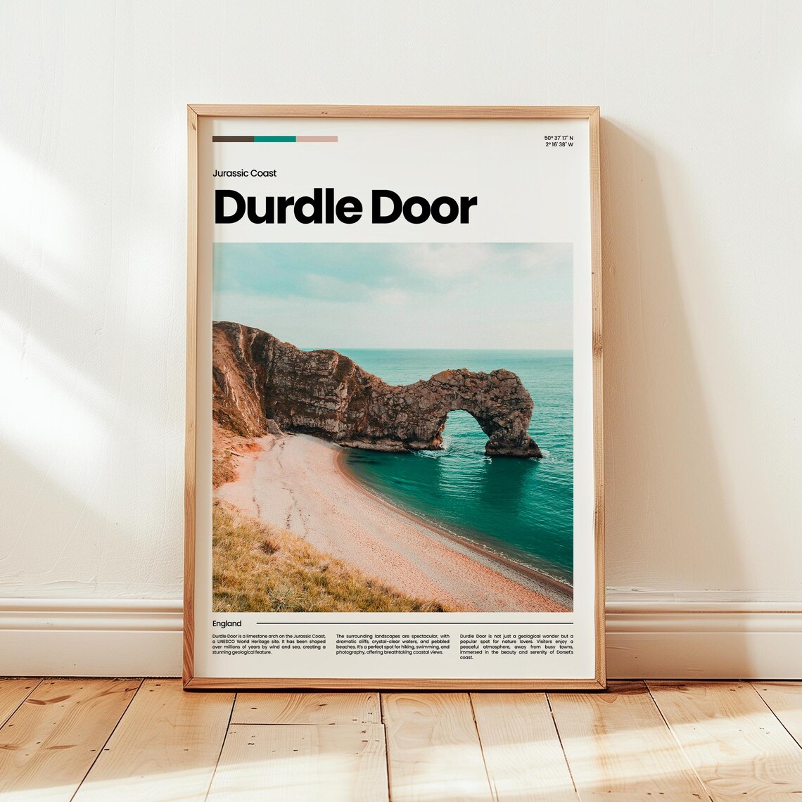 Durdle Door Jurassic Coast Limestone Arch Beach England Travel Poster