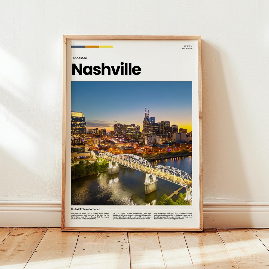 Nashville Poster Print Photo Wall Art Tennessee Travel Gift