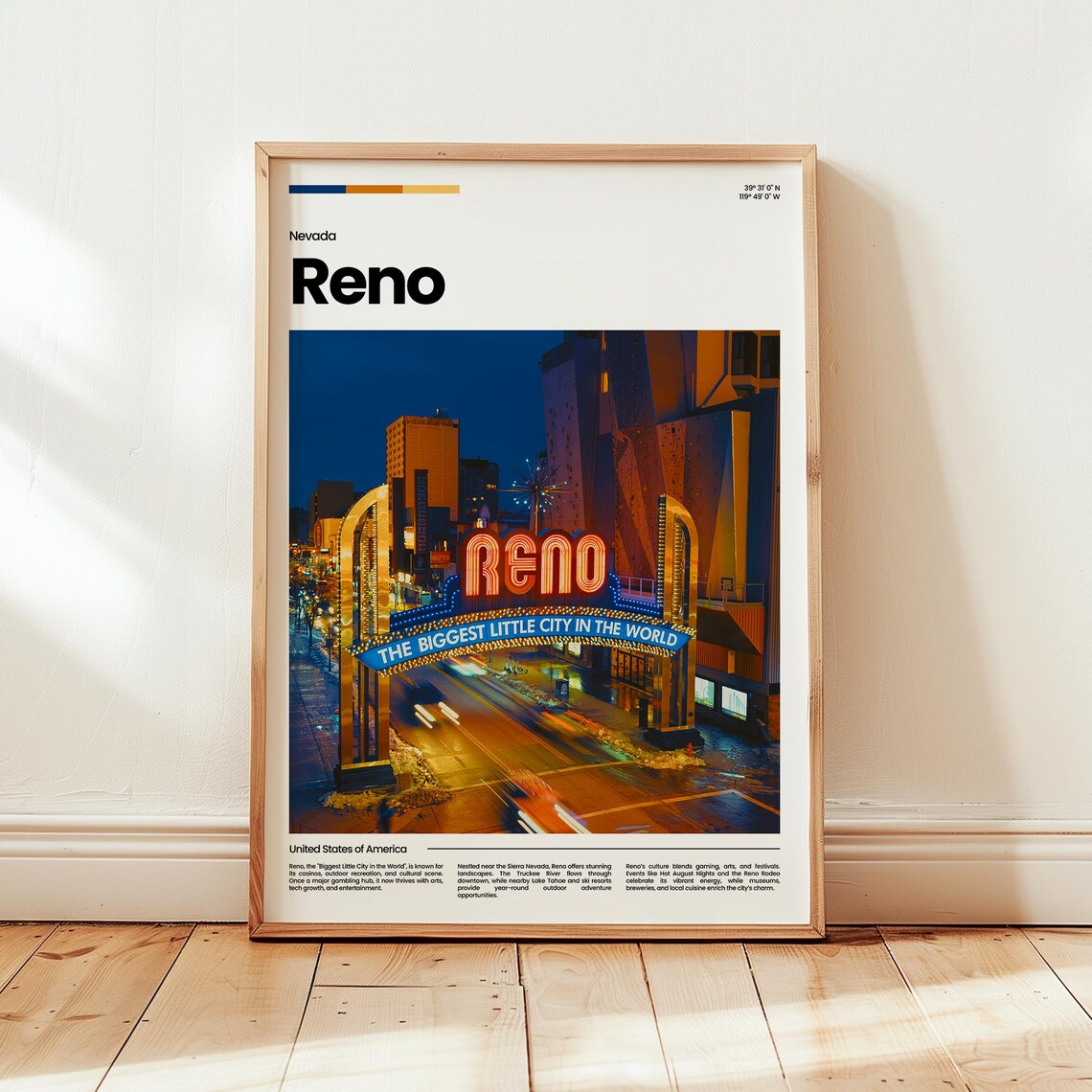 Reno Poster Print Photo Wall Art Nevada Travel Gift