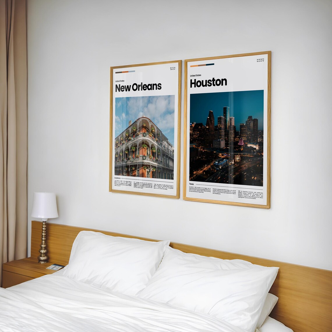 Houston Night Skyline City Lights Texas Modern Travel Poster - Image 2