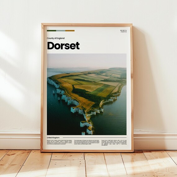 Dorset England White Cliffs Jurassic Coast Europe Travel Poster
