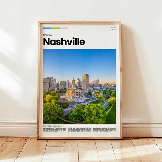 Nashville Poster Print Photo Wall Art Tennessee Travel Gift