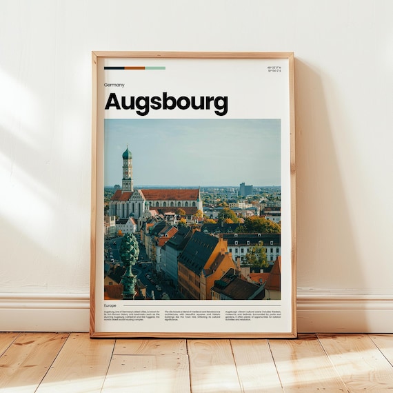 Augsbourg Germany Historic Old Town Cityscape Panoramic Travel Photo Poster