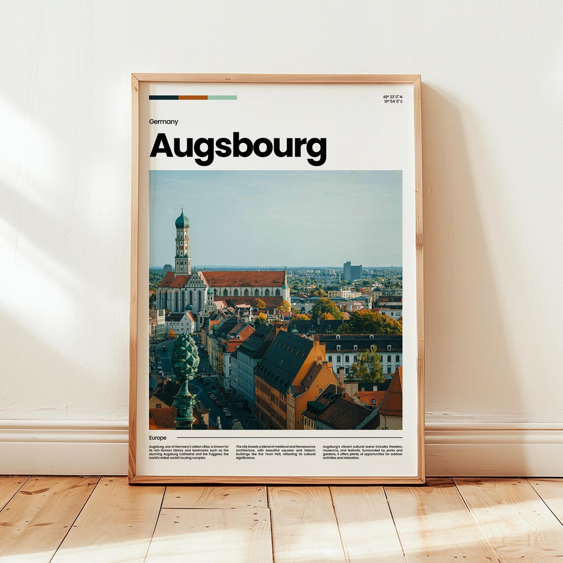 Augsbourg Germany Historic Old Town Cityscape Panoramic Travel Photo Poster