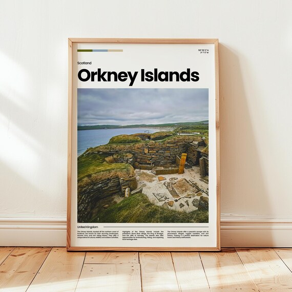 Orkney Islands Scotland Ancient Stone Ruins Photo Travel Poster