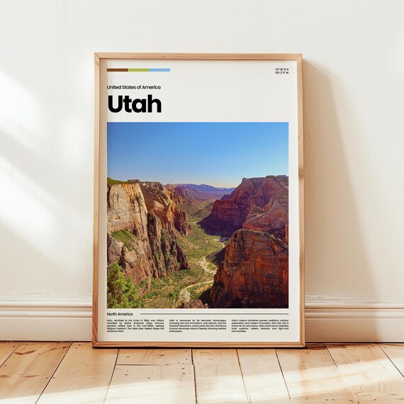 Utah Poster Print Photo Wall Art United States Travel Gift