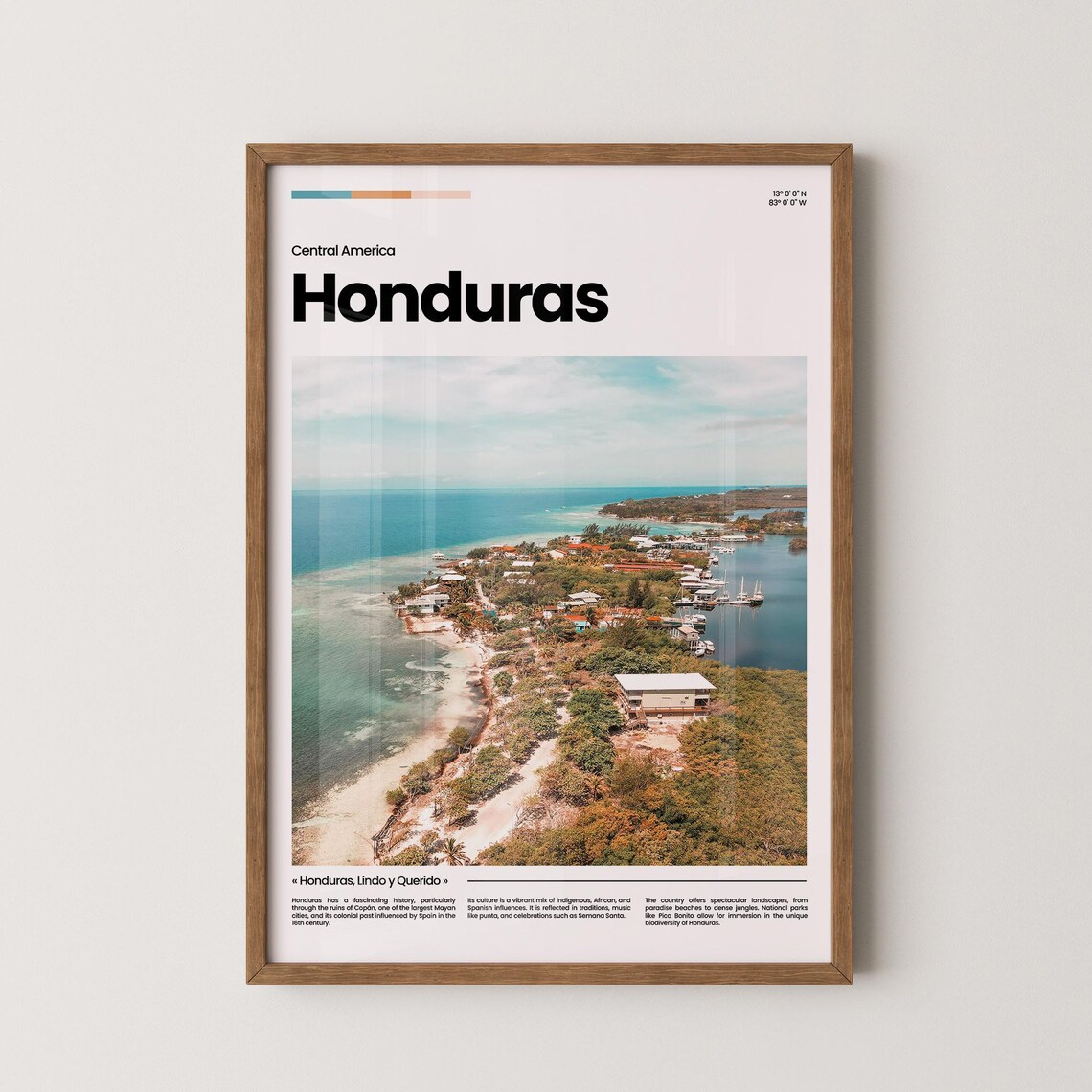 Honduras Caribbean Coast Aerial Village Beaches Central America Poster
