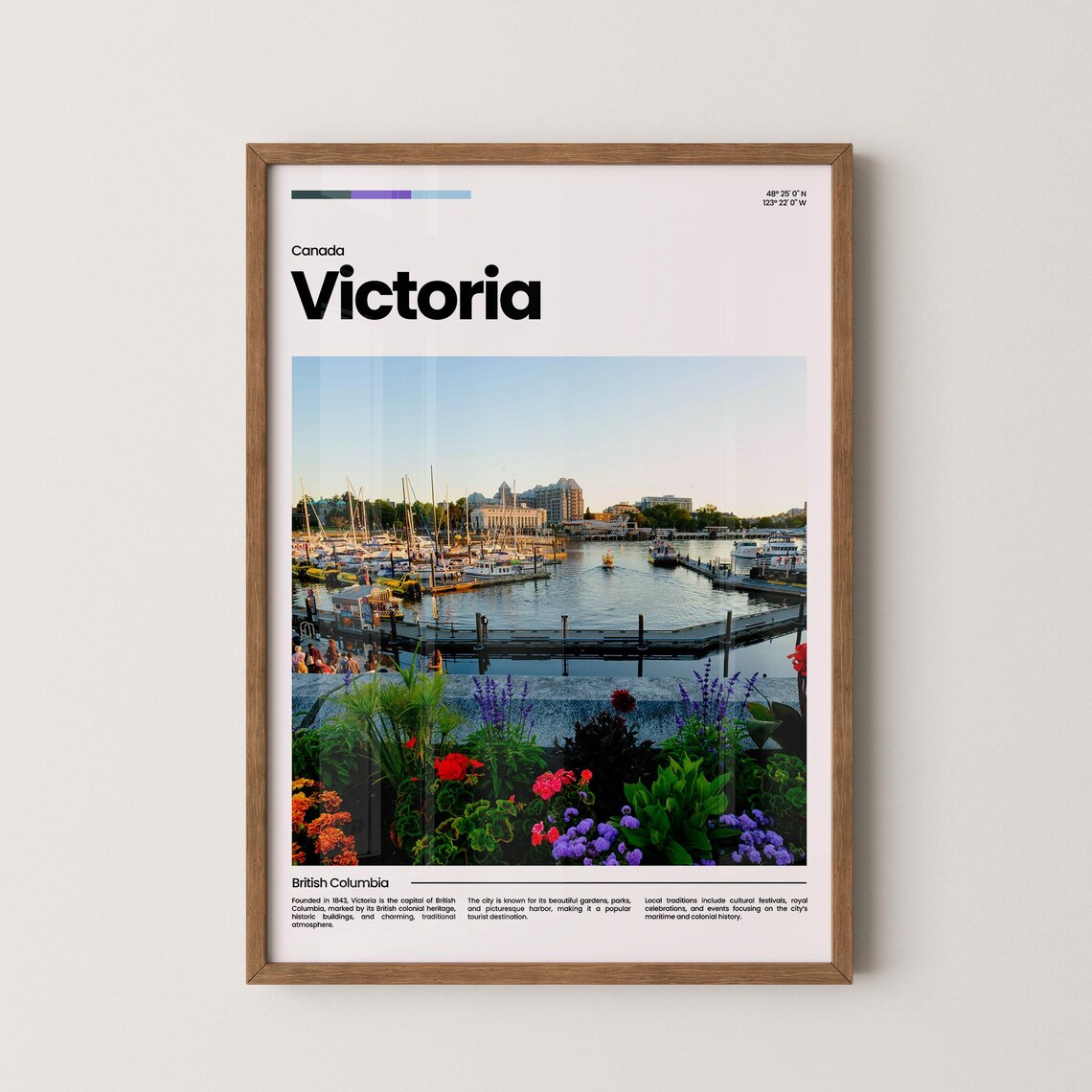 Victoria Harbor Sailboats Flowers Waterfront British Columbia Poster