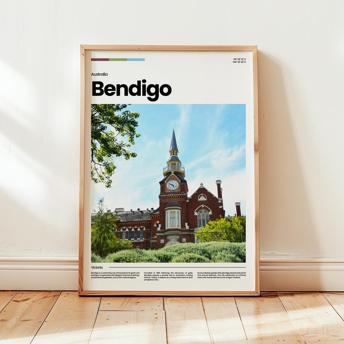 Bendigo Travel Poster, Australia Gift