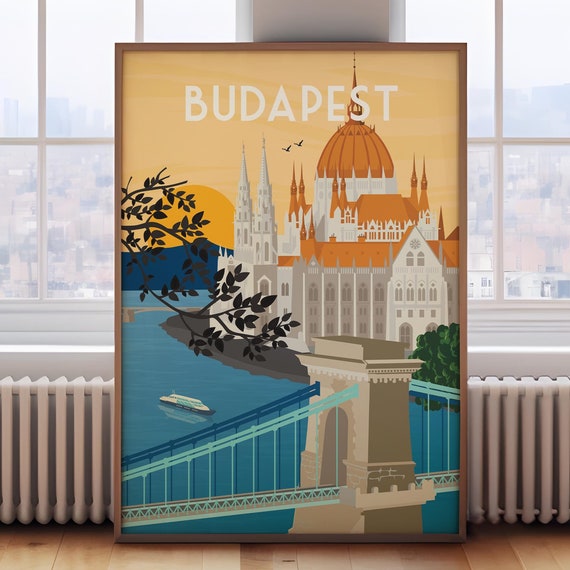 Budapest Travel Poster, Hungary City Art Print