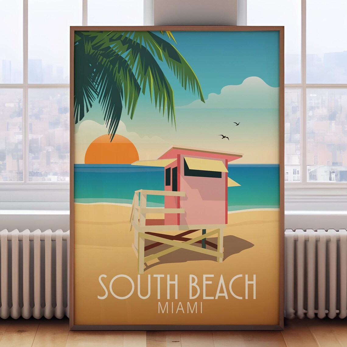 Retro Miami Travel Poster, South Beach Florida