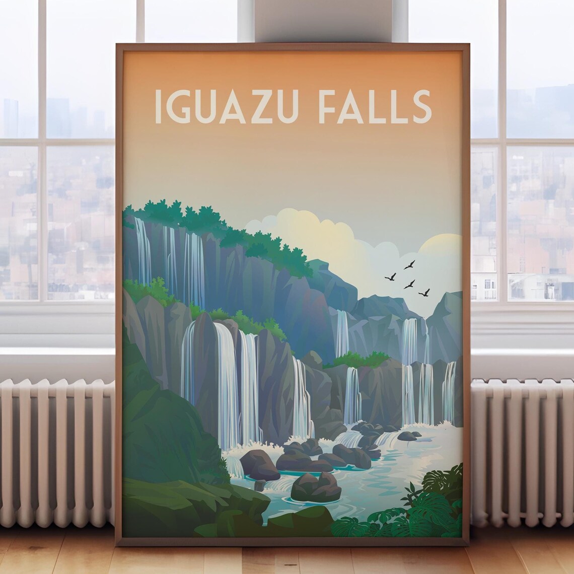 Iguazu Falls Retro Travel Poster, Argentina View