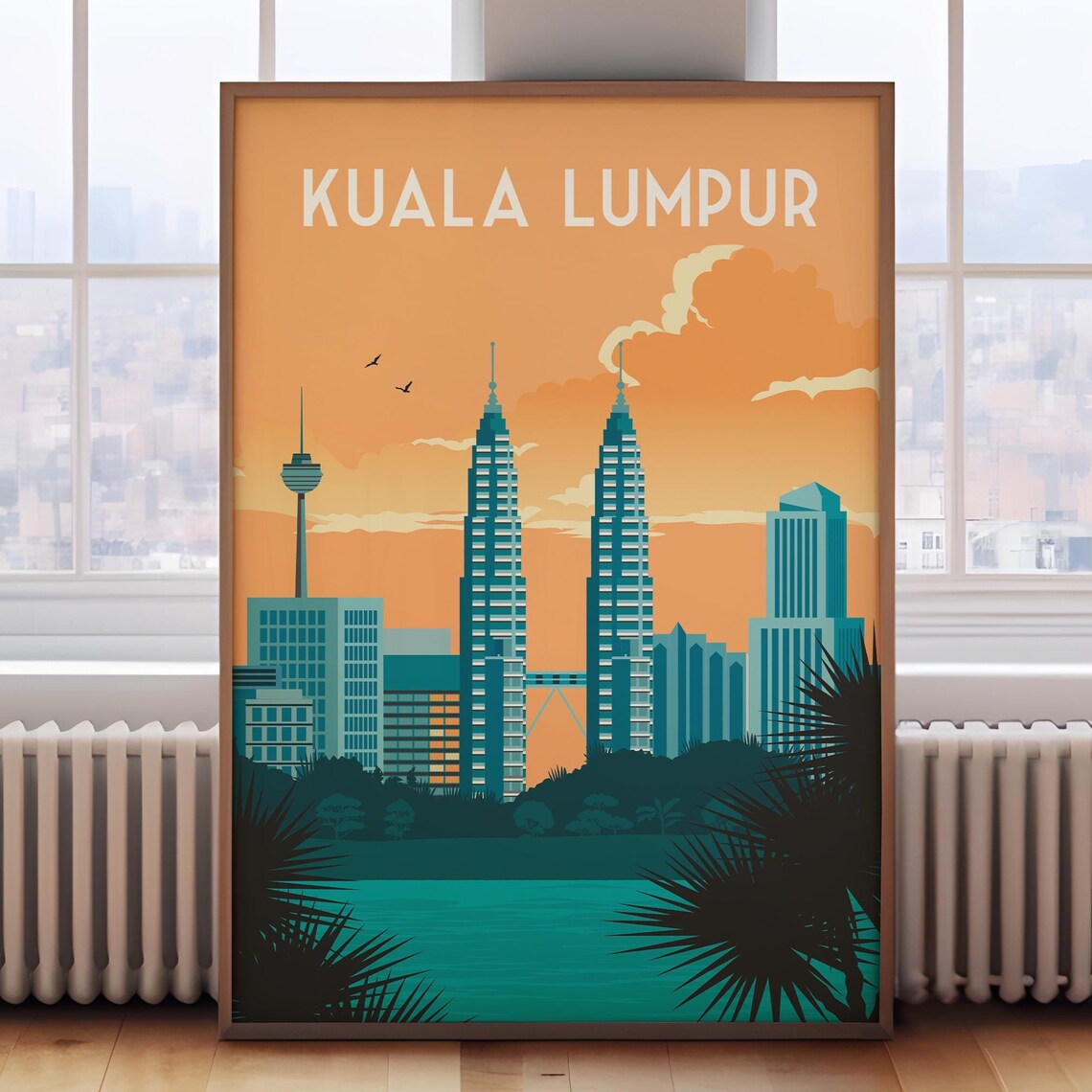 Kuala Lumpur Retro Travel Poster, City Print