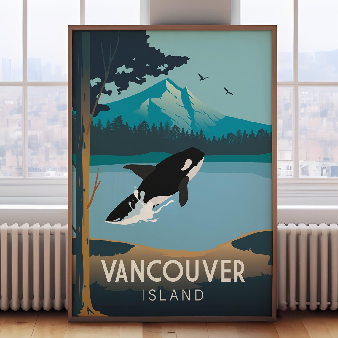 Vancouver Island Retro Travel Poster, Canada Wall Art