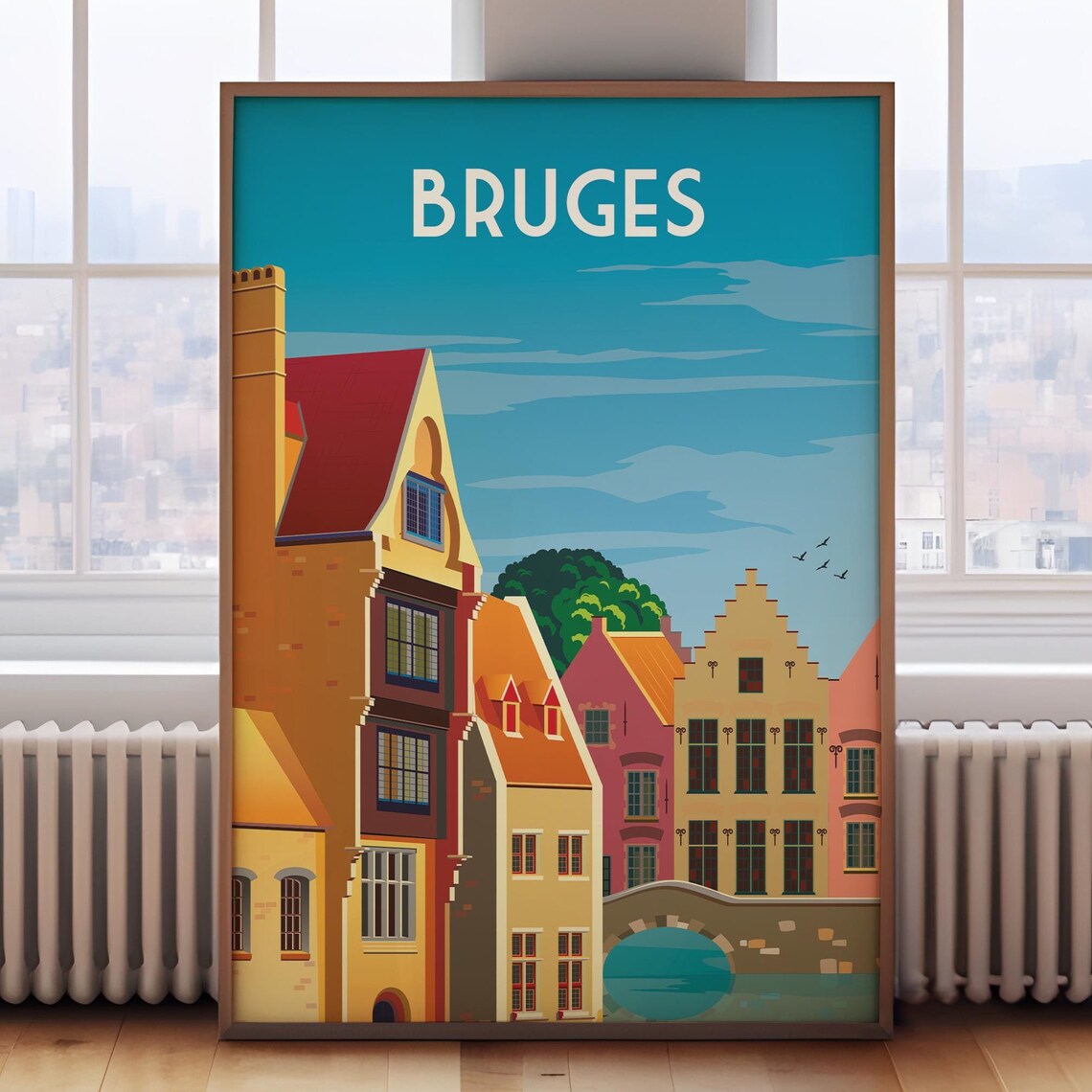 Bruges Travel Poster, Belgium Travel Wall Art