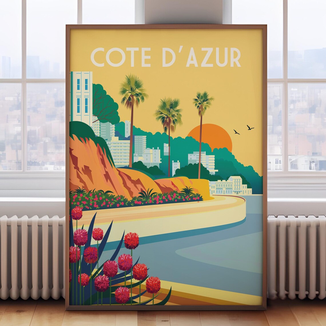 Cote Dazur Cannes Retro Travel Poster Print