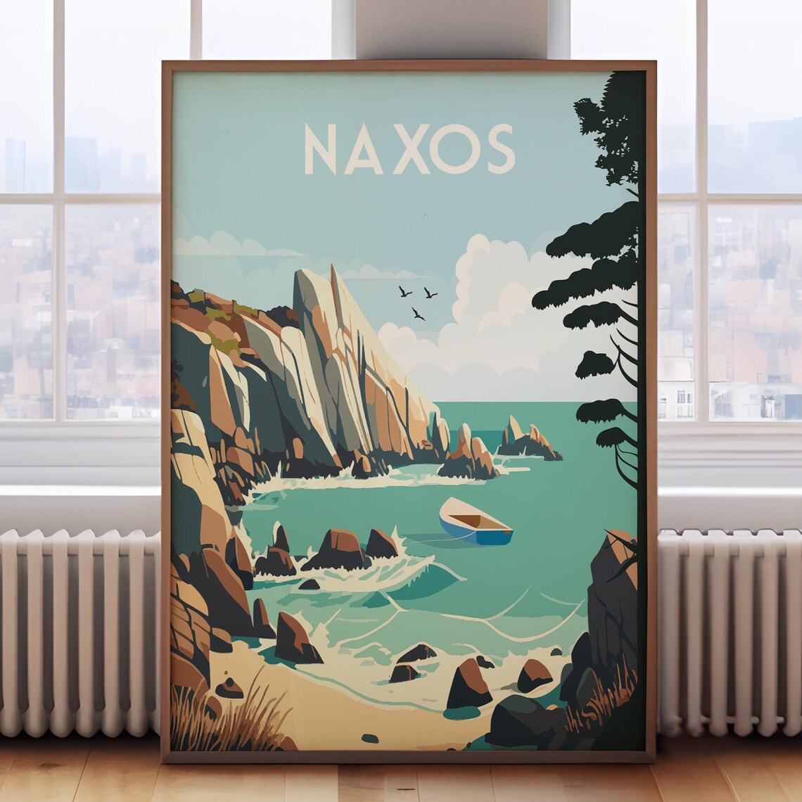 Naxos, Greece Travel Poster, Island Destination