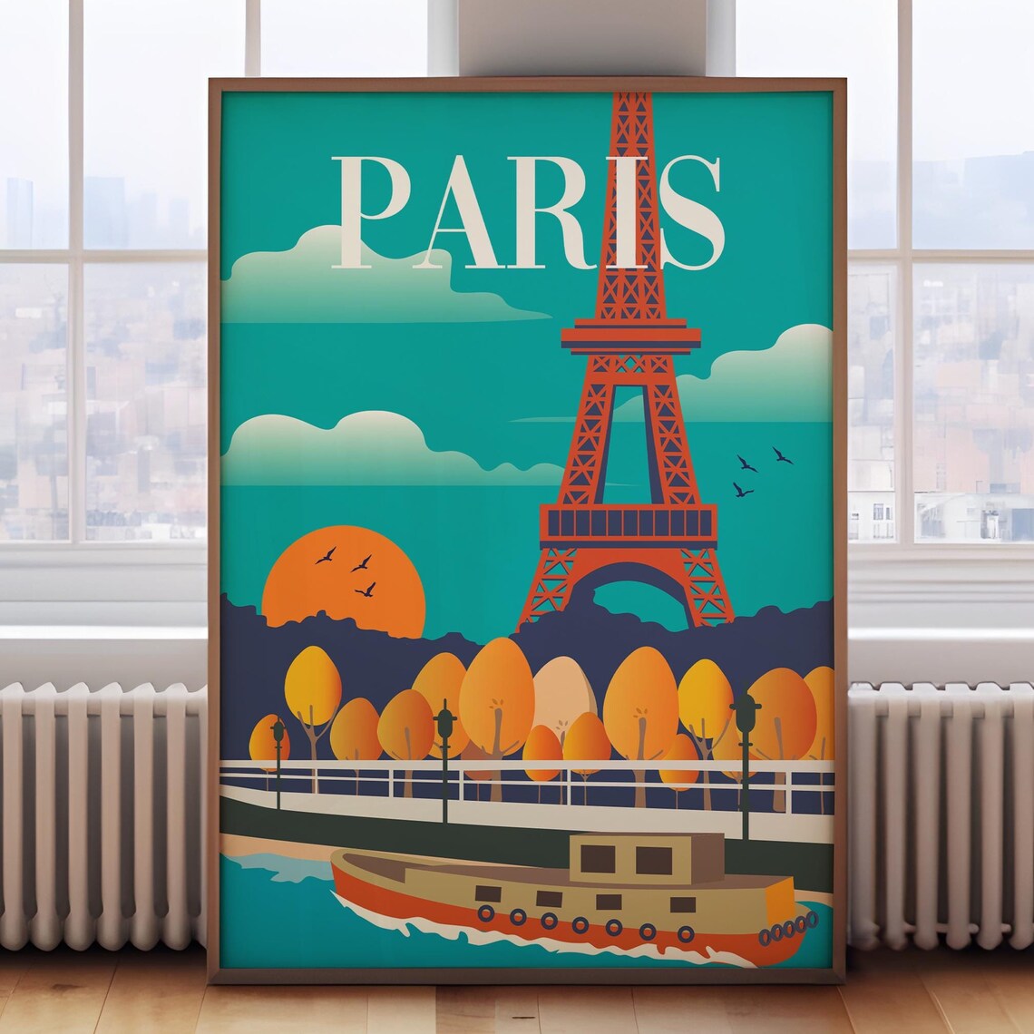 Paris Travel Poster Print, Retro European Wall Art